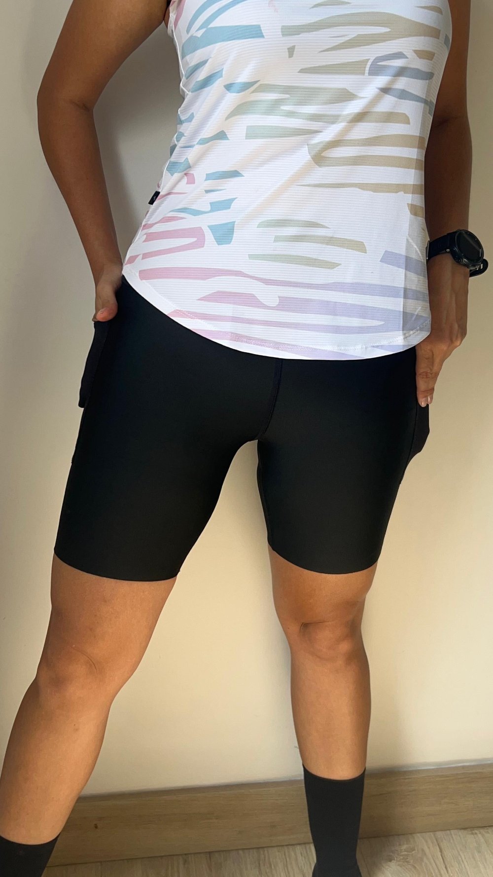 Licra de running racer negra de mujer sin costura