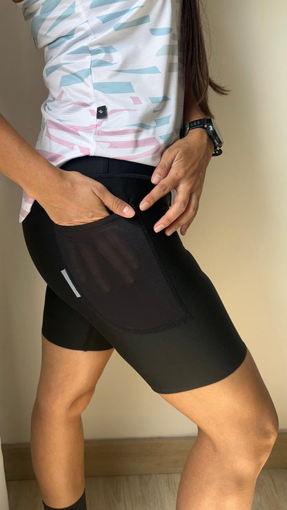 Licra de running racer negra de mujer sin costura