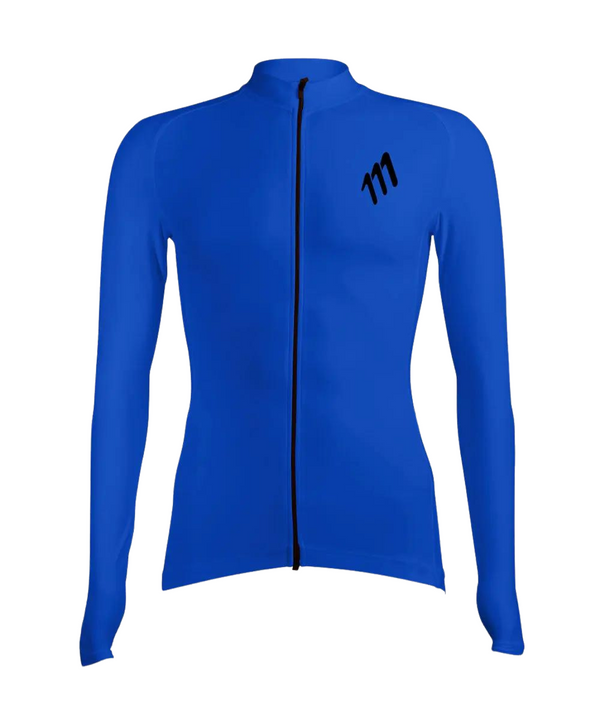 Jersey de ciclismo essentials manga larga royal blue mujer