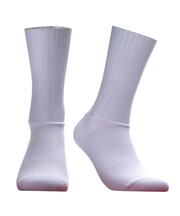 Long distance white cycling socks