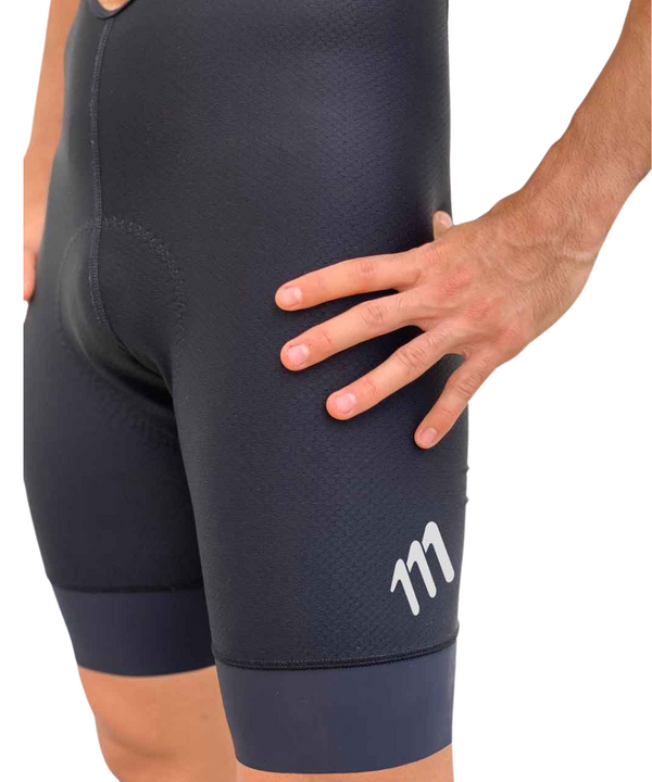 Bib short gran fondo con costuras negro hombre