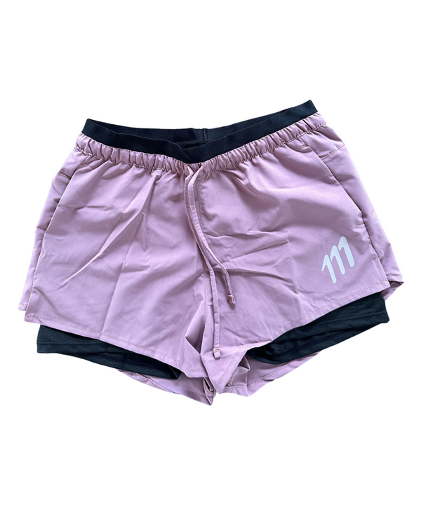 Pantaloneta de running palo de rosa mujer