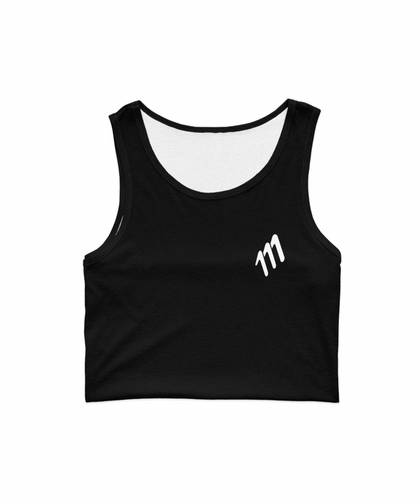 Running crop top negro mujer